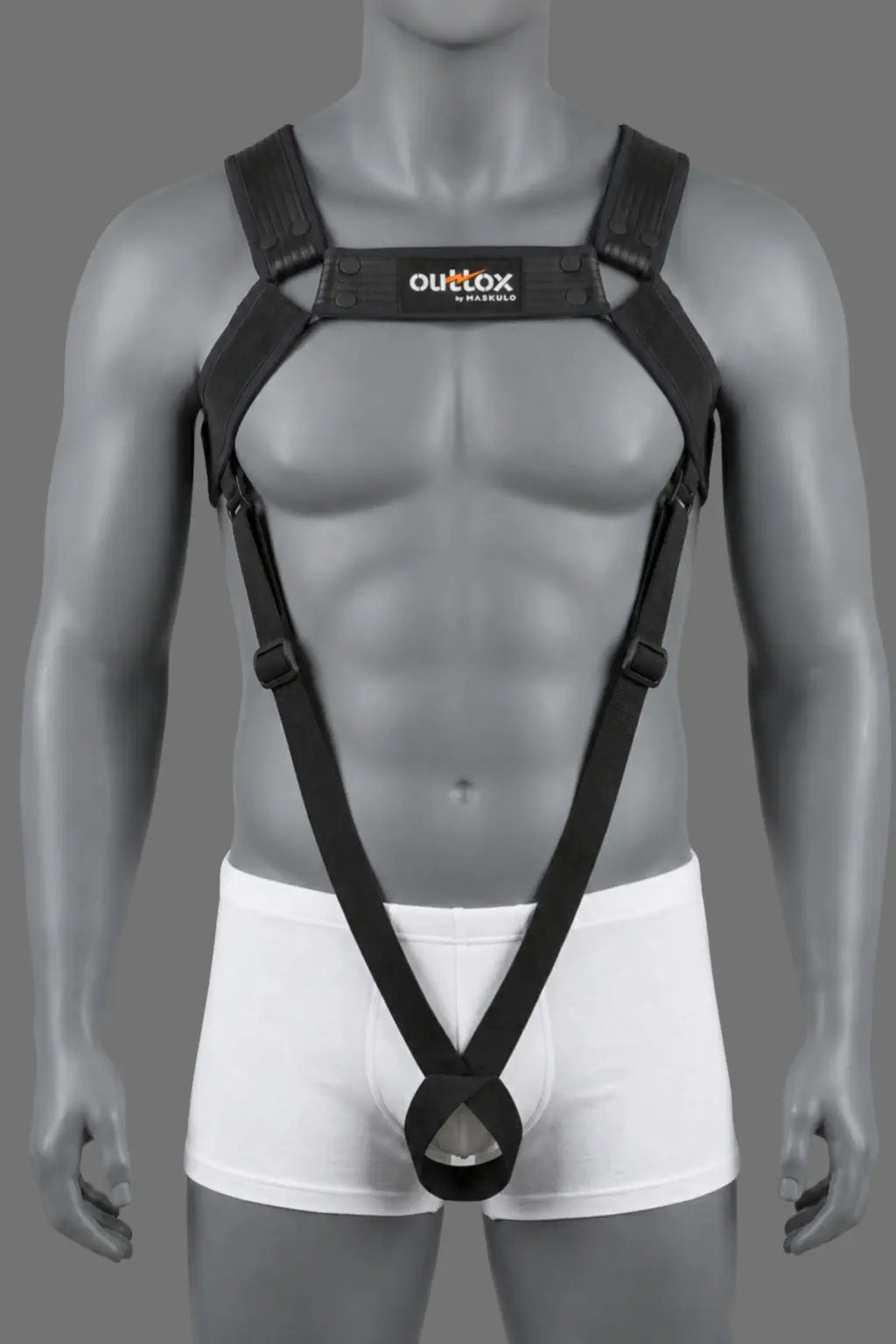 Outtox par Maskulo. Harnais de corps avec boutons-pression. Noir