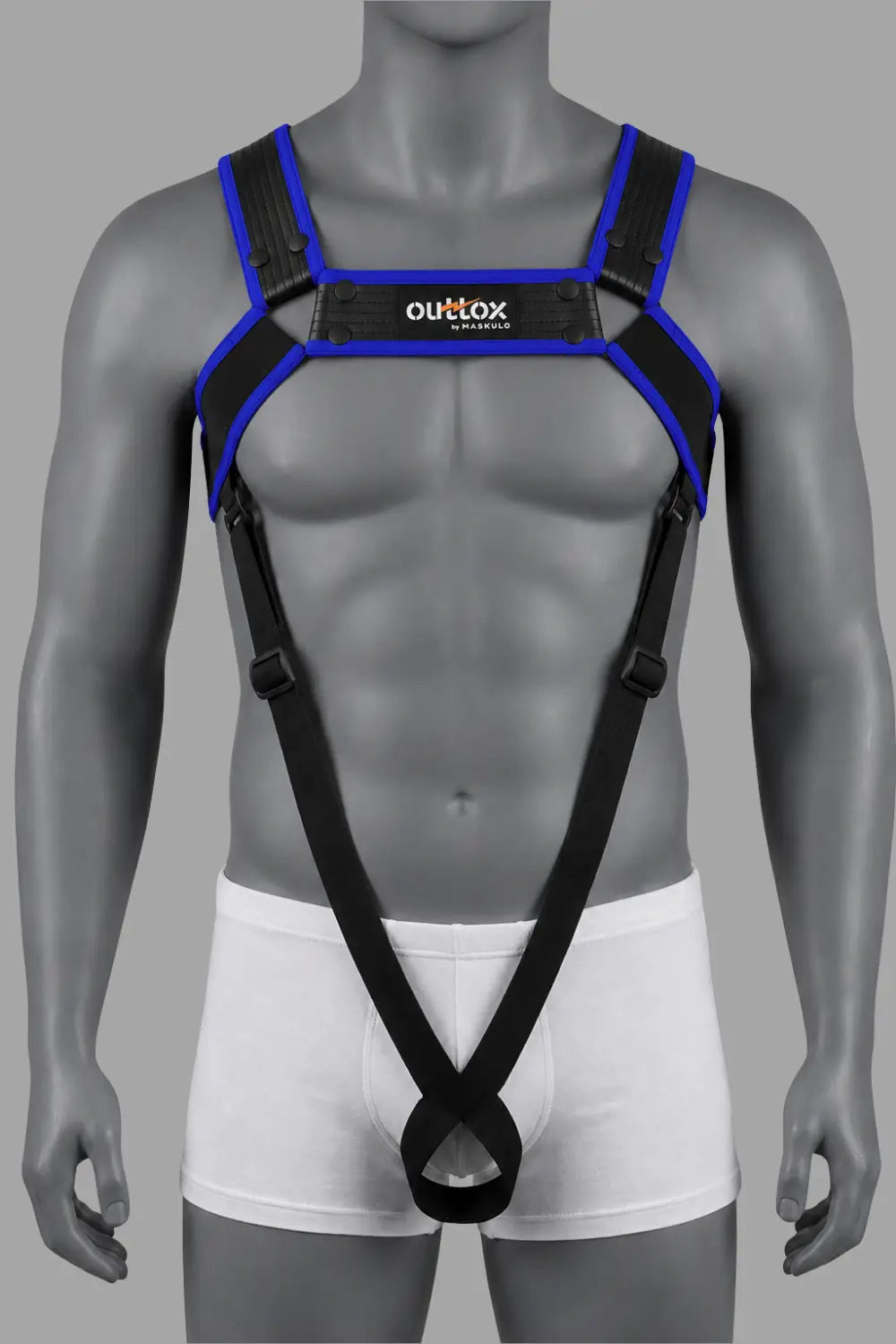 Outtox von Maskulo. Body Harness. Schwarz + Royalblau
