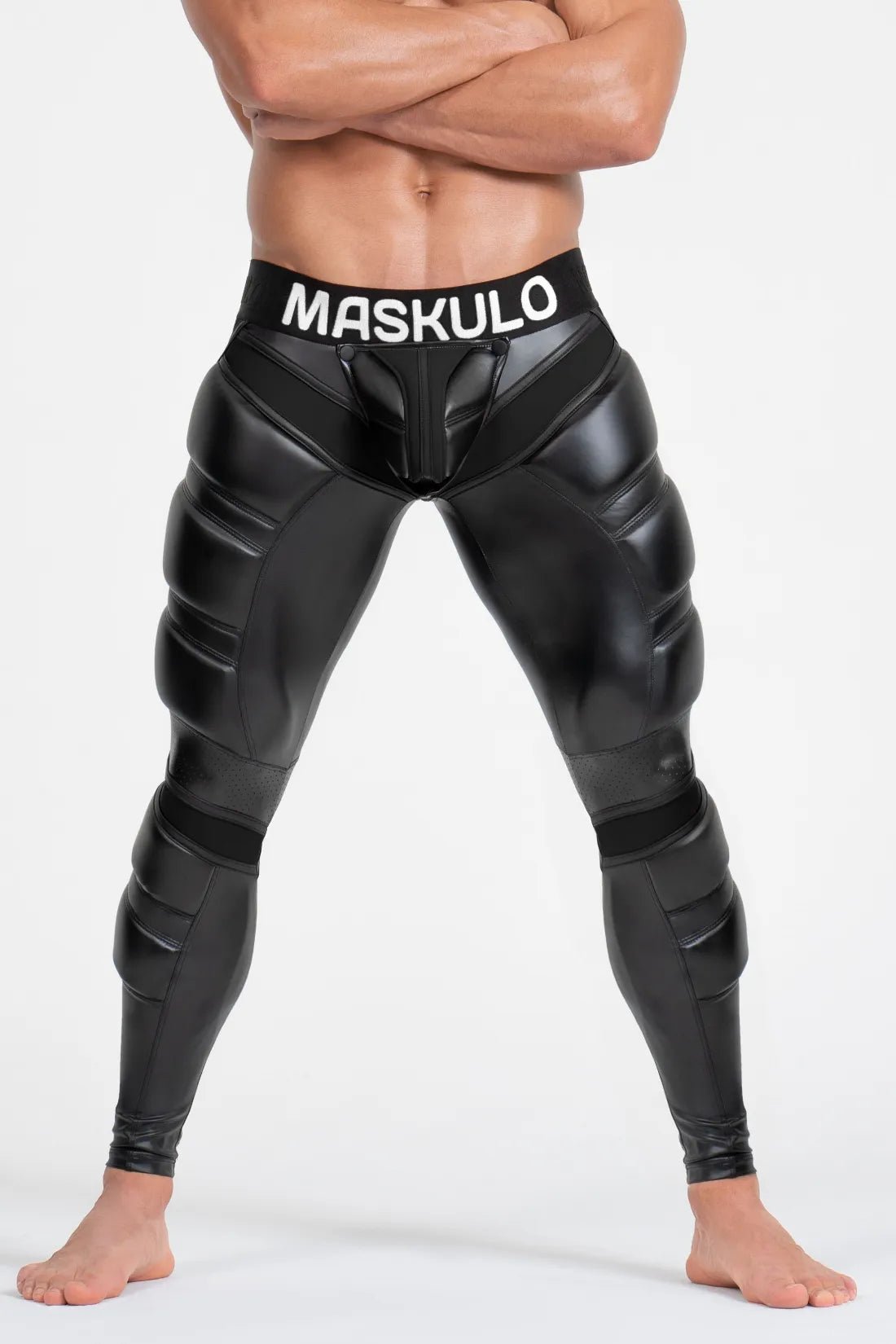 Black leggings with a large pouch detail from Maskulo Global (EU) online store. Men&