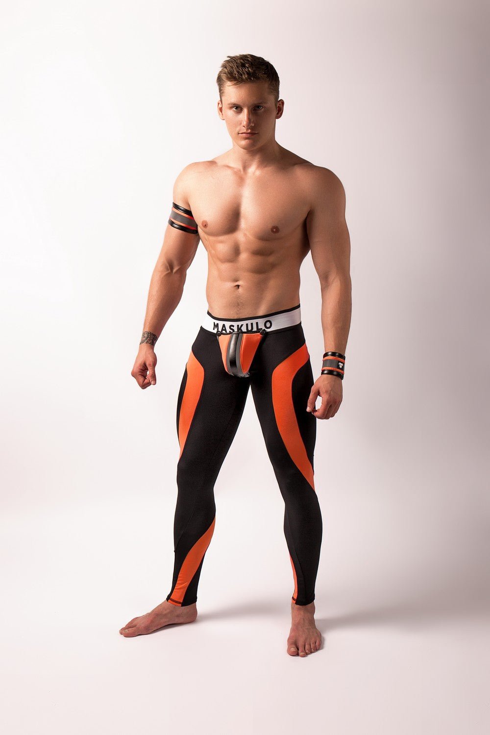 Youngero. Leggings, regular rear. Codpiece. Orange Neon - Maskulo - MLG148-Y1 - Maskulo EU Global Online Store