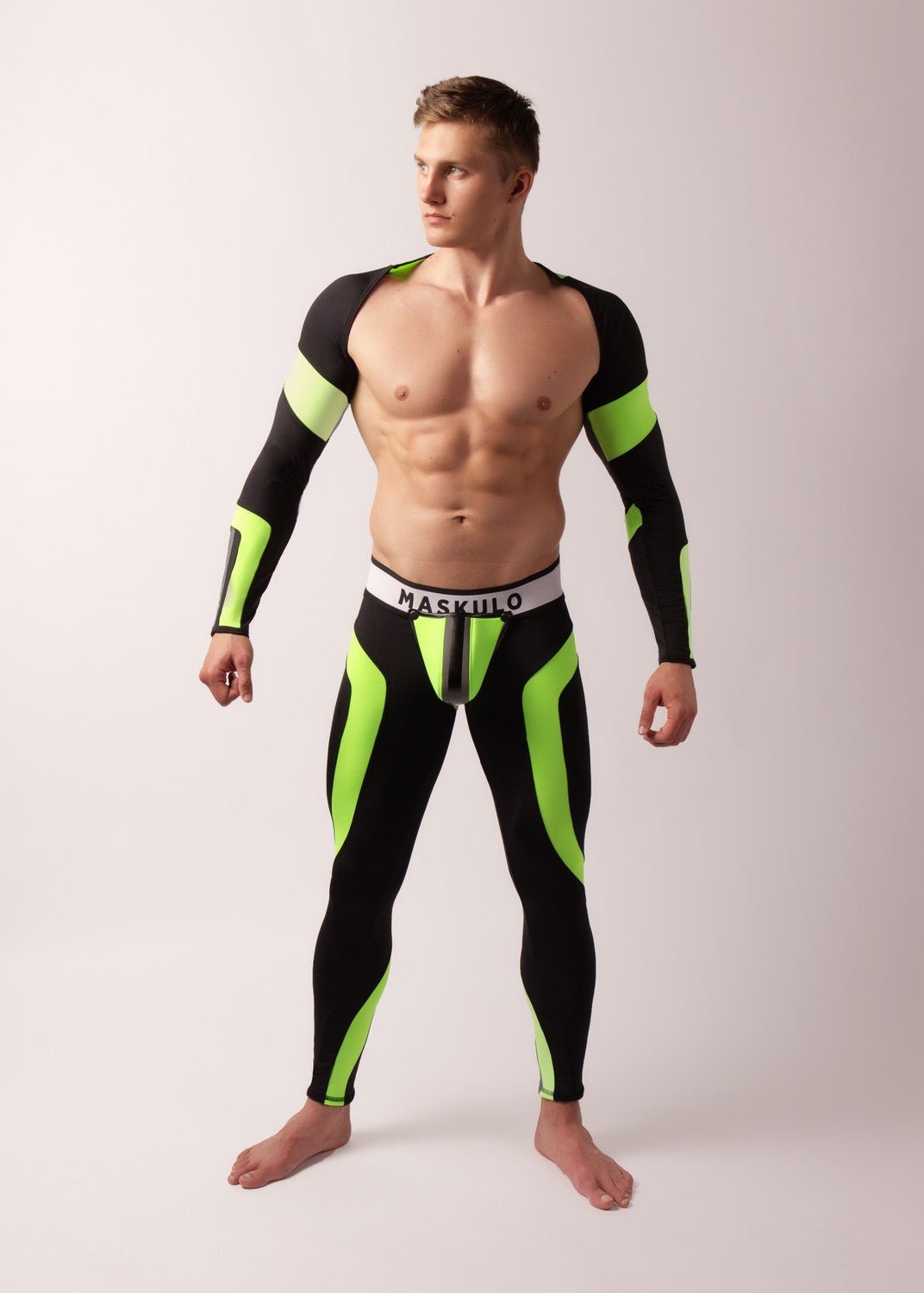 Youngero. Leggings with codpiece. Open Rear. Green Neon - Maskulo - MLG144-Y1 - Maskulo EU Global Online Store