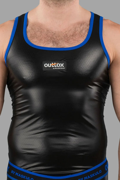 Outtox. Camiseta sin mangas. Negro+Azul