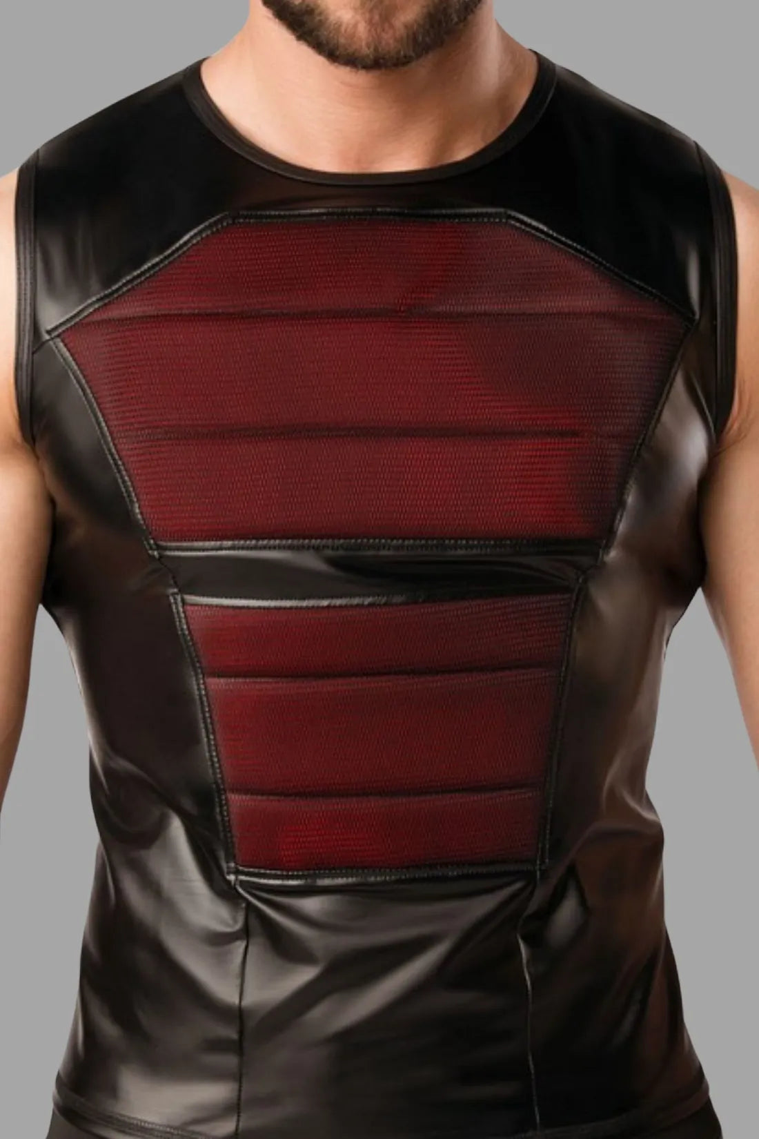 Armored. Color-Under. Tanktop für Herren. Vorderpolster. Schwarz und Rot