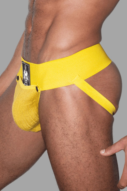 Brad Cyclone. Jockstrap mit abnehmbarem Beutel. Gelb