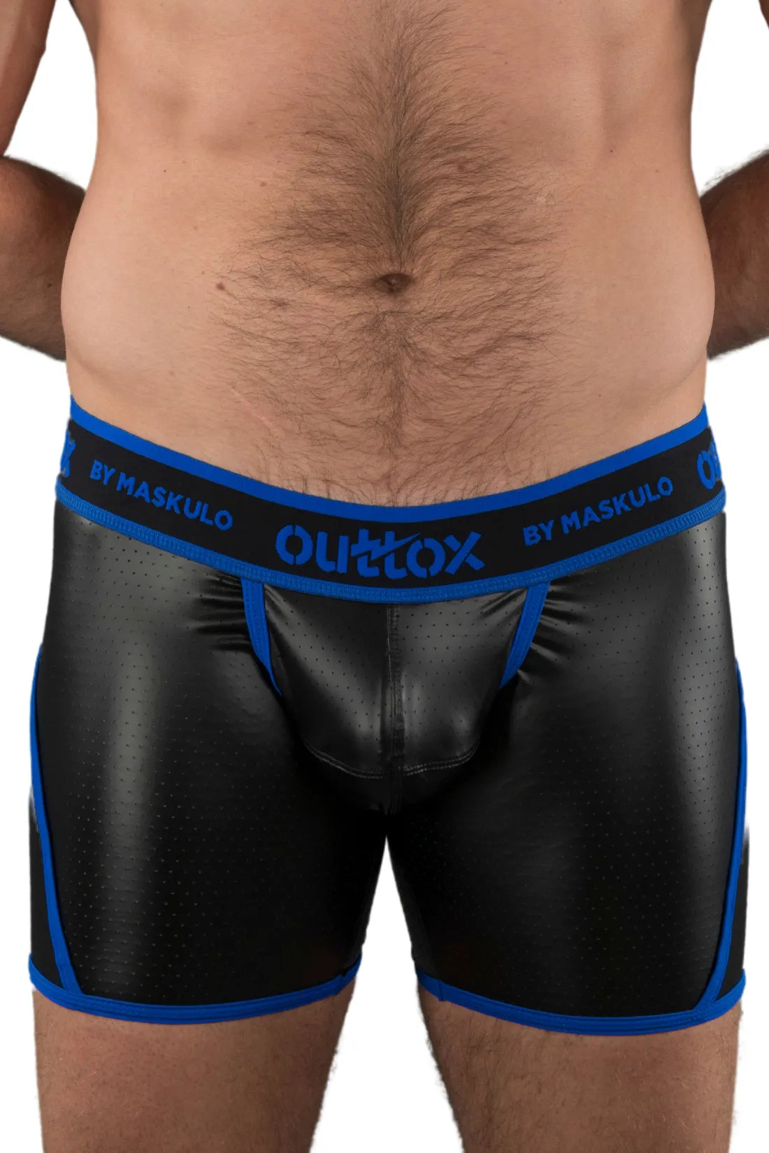 Outtox. Pantalones cortos traseros abiertos con bragueta a presión. Azul