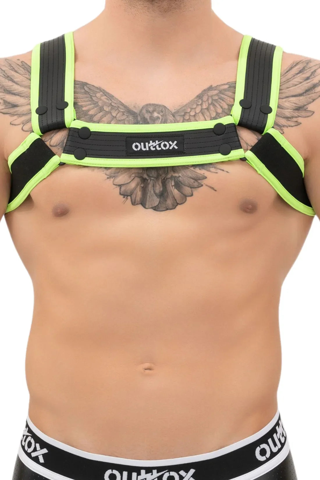 Outtox. Bulldog-tuigje met drukknopen. Zwart+Groen &