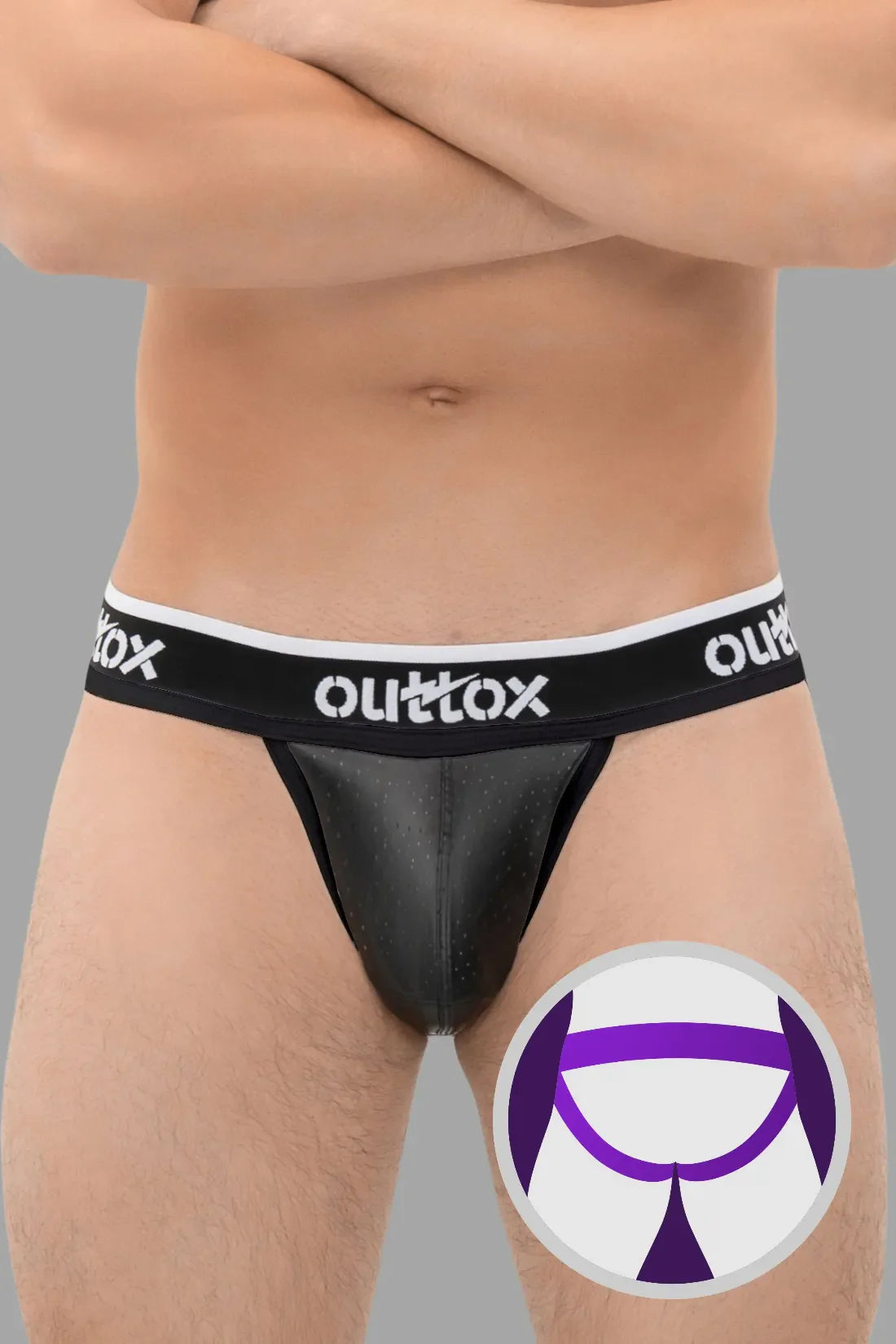 Outtox. Jock met snap-codpiece. Zwart