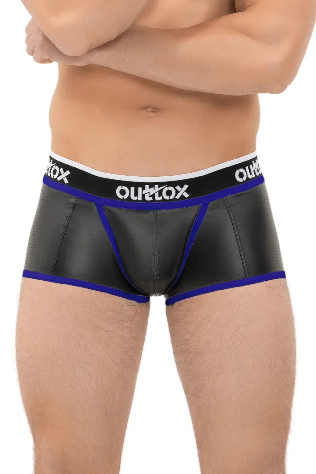 Outtox. Omwikkelde kofferbakshort met drukknoopsluiting. Blauw