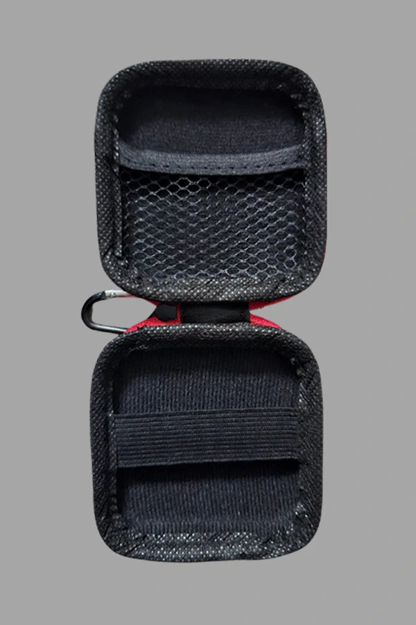 Jax Wanderlust. Mini Zip-Case with Carabiner. Black + Red