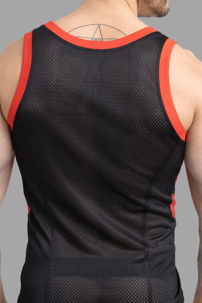 Skulla. Mesh-Tanktop. Schwarz und Rot