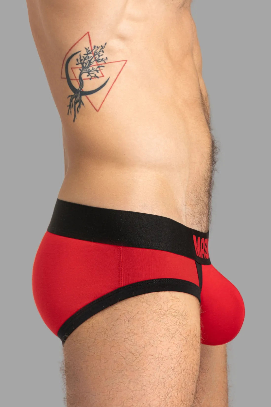 CAPTAIN-A slip met O-binnenzak. Rood+zwart