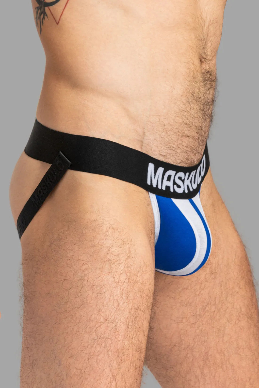 TIGER Jock with POUCH-SNAP. White and Blue