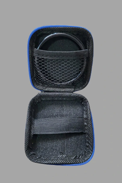 Jax Wanderlust. Mini Zip-Case with Carabiner. Black + Royal Blue