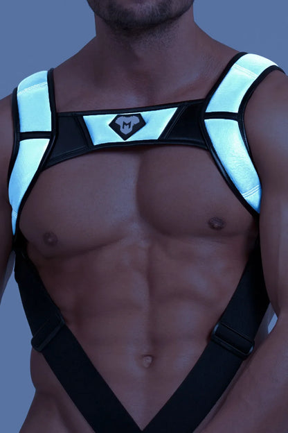 Body Harness mit Push-Up-Effekt. Schwarz und Grau ‚Reflective Light‘