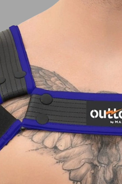 Outtox. Bulldog Harness with Snaps. Black and Blue