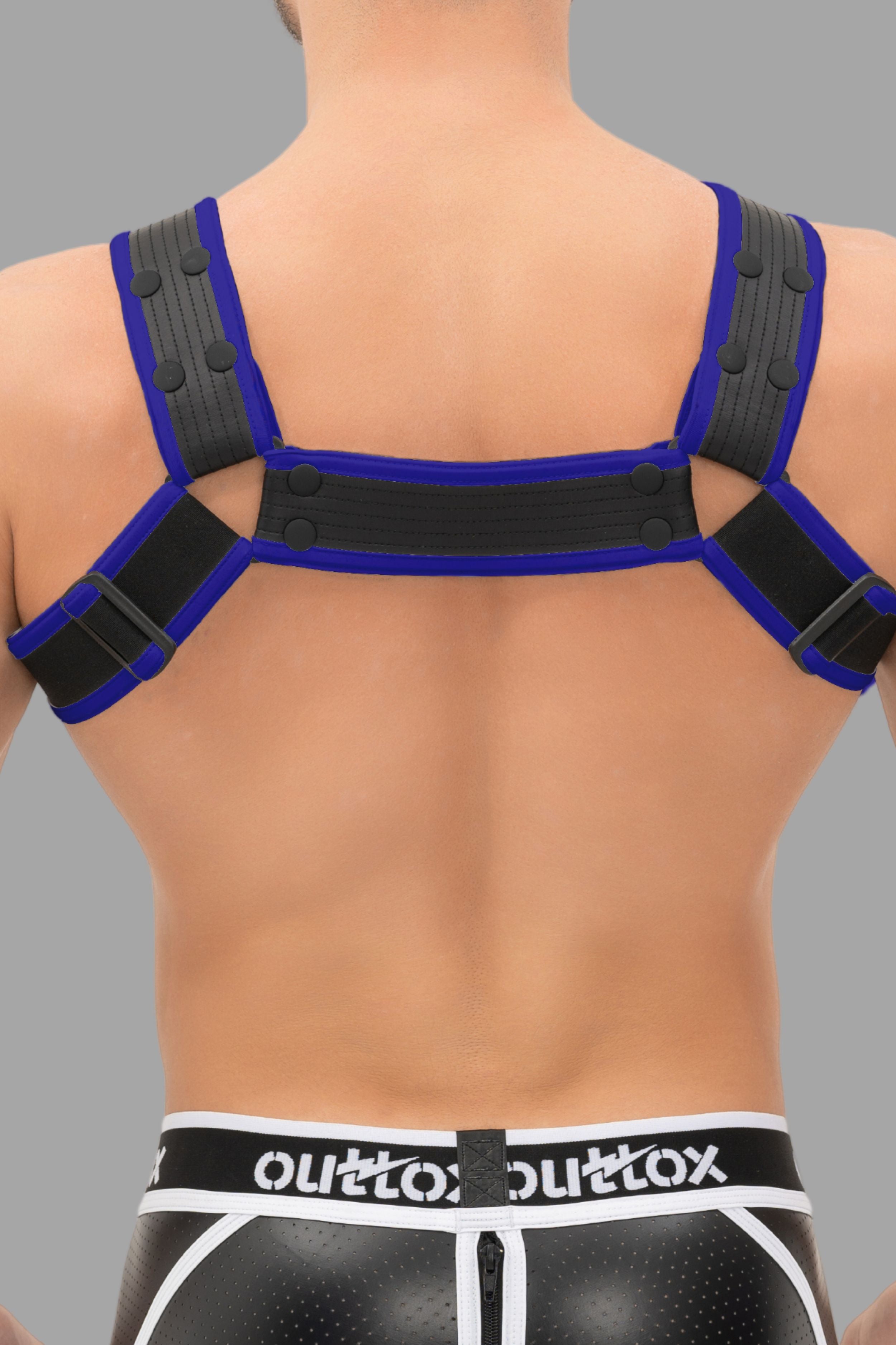 Outtox. Body Harness with Snaps. Black+Blue &