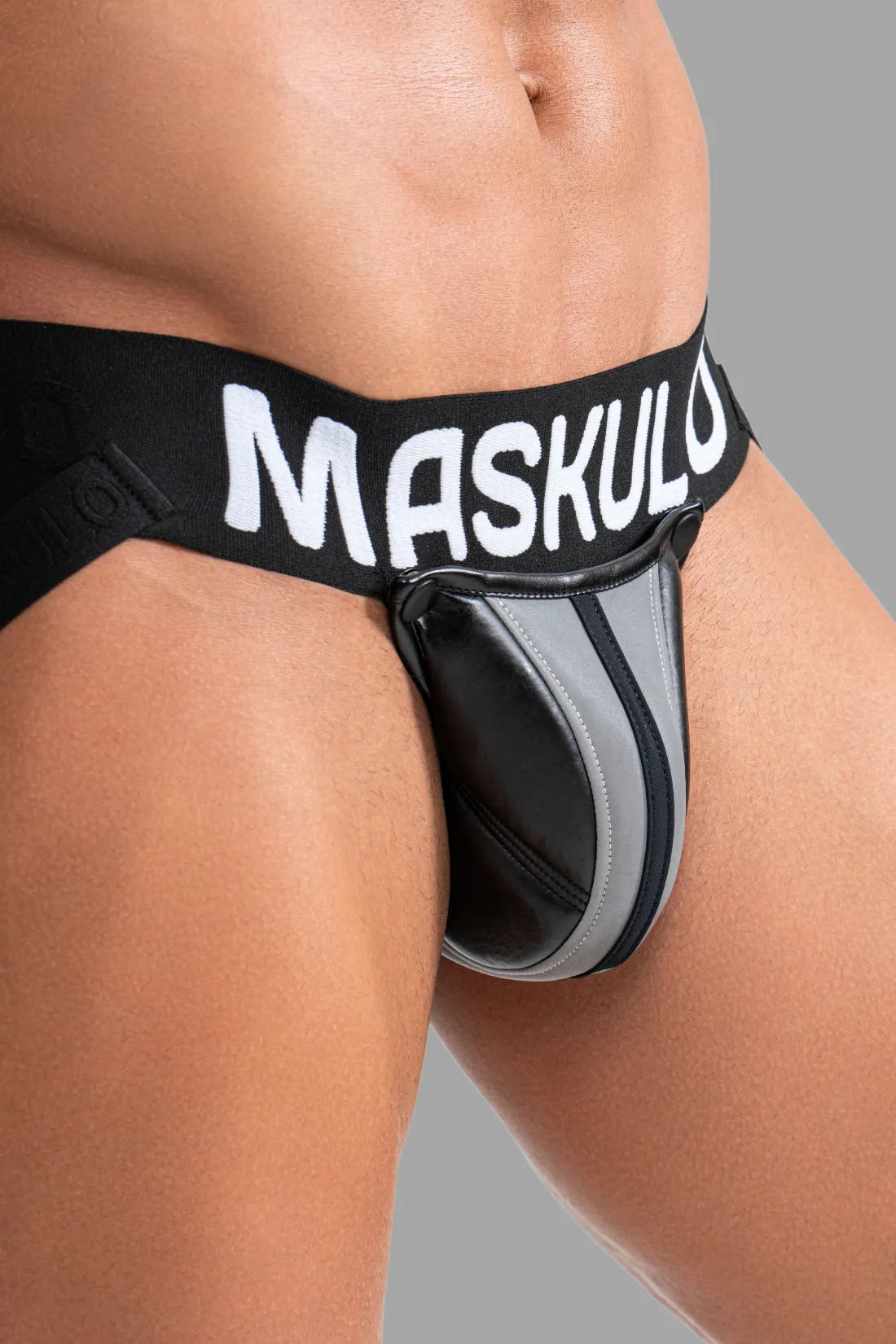 Jock « Big Bulge ». Noir et gris « Reflective Light »