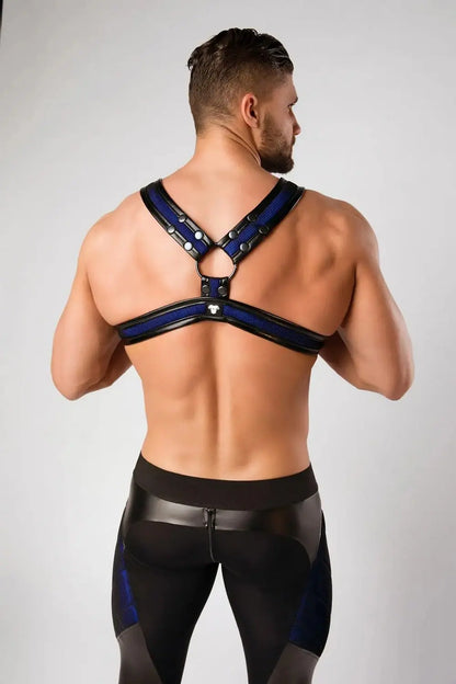 Maskulo Armored Color-Under blue-royal chest X-harness for bodybuilding and upper class millenials