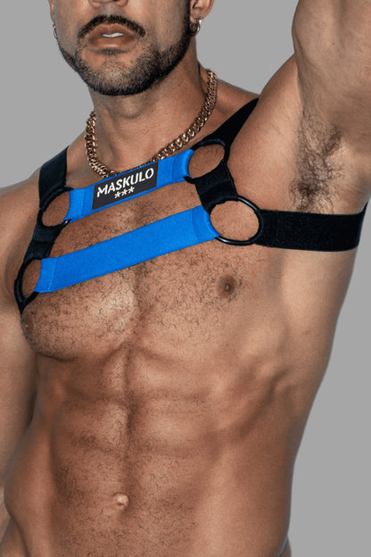 Goran Tropix. Elastic Bulldog Harness. Blue