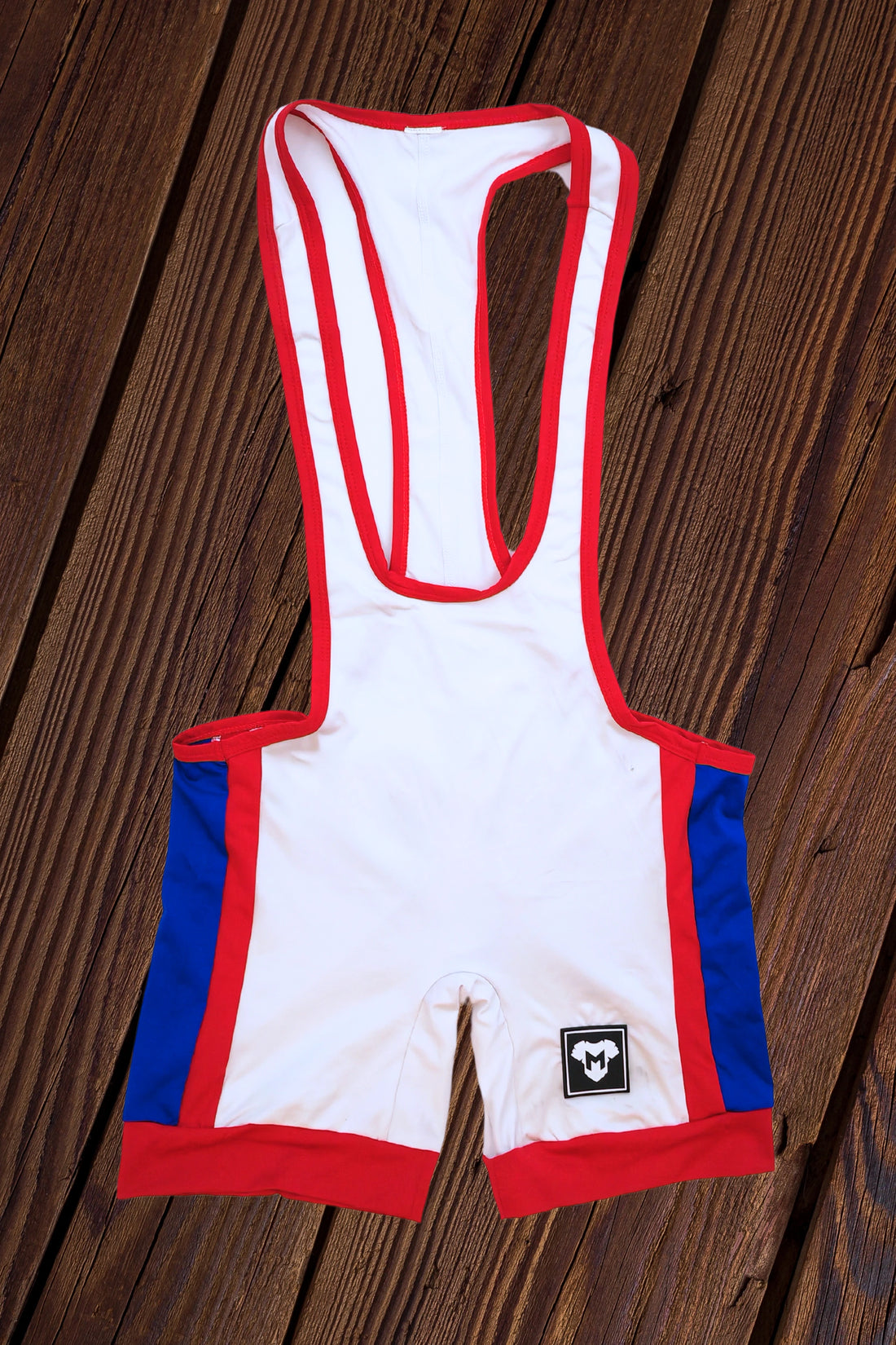 Sven Grapple Spandex Wrestling Singlet. White + Red