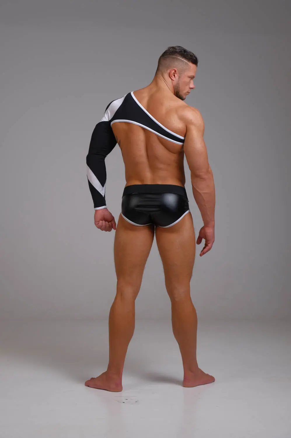 Youngero. Asymmetrical Long-Sleeved Crop Top. White Neon