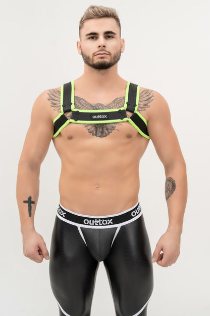 Outtox. Bulldog Harness with Snaps. Black+Green &