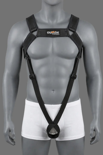 Outtox par Maskulo. Harnais de corps avec boutons-pression. Noir