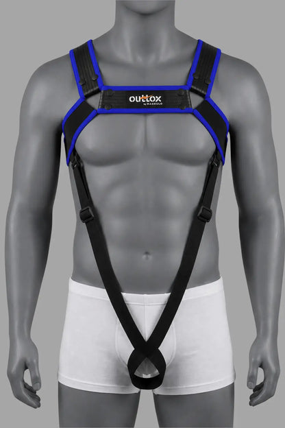 Outtox von Maskulo. Body Harness. Schwarz + Royalblau