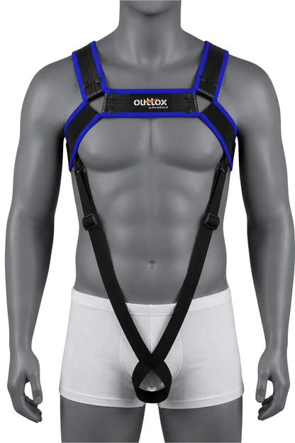 Outtox von Maskulo. Body Harness. Schwarz + Royalblau