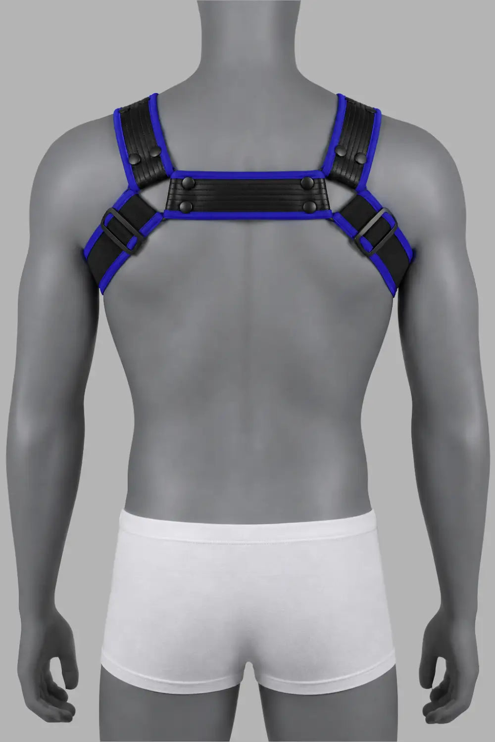 Outtox von Maskulo. Body Harness. Schwarz + Royalblau
