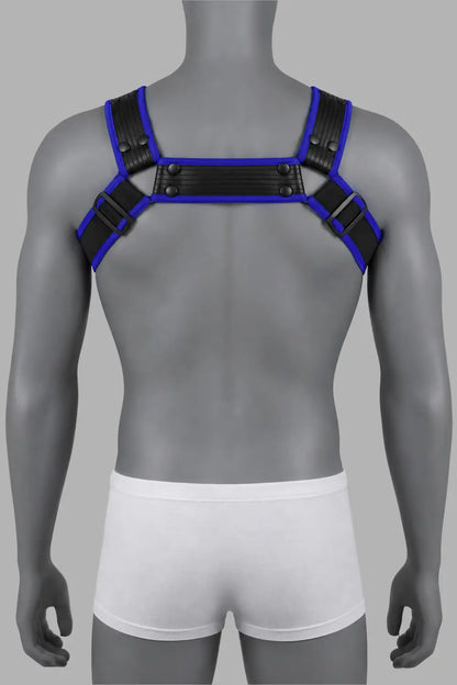 Outtox von Maskulo. Body Harness. Schwarz + Royalblau