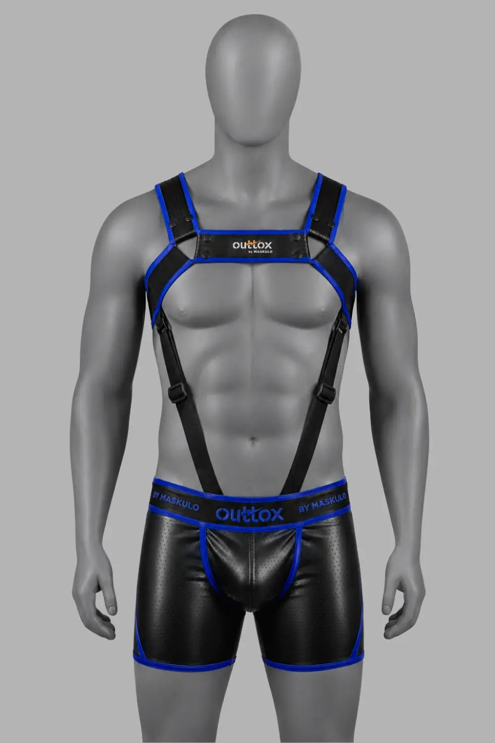 Outtox von Maskulo. Body Harness. Schwarz + Royalblau