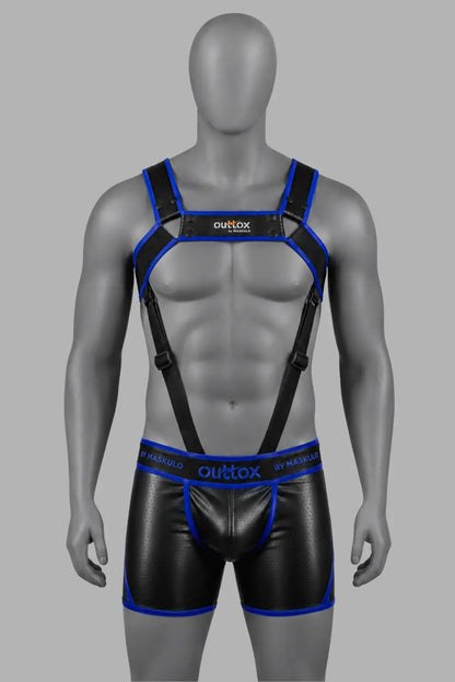 Outtox von Maskulo. Body Harness. Schwarz + Royalblau
