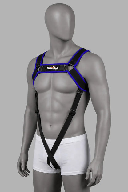 Outtox von Maskulo. Body Harness. Schwarz + Royalblau
