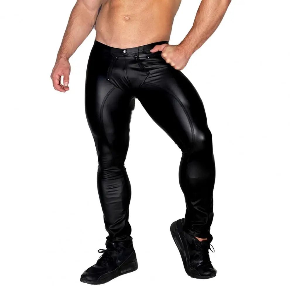 Thin PU Leather Leggings. Carpenter Zipper - www.maskulo.berlin - MLG187-Y1 - Maskulo EU Global Online Store