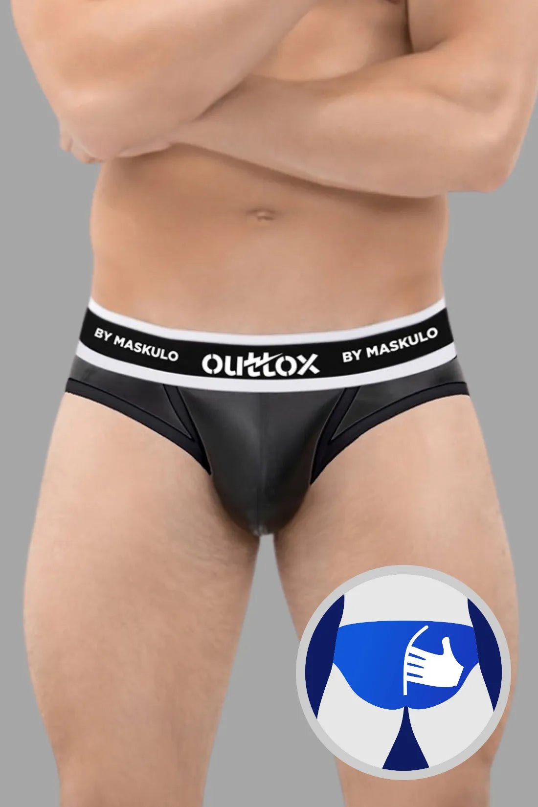 Outtox by Maskulo. Wrapped Rear Briefs with Snap Codpiece. Black - Outtox - XBR115 - Y1 - Maskulo Global (EU) Store