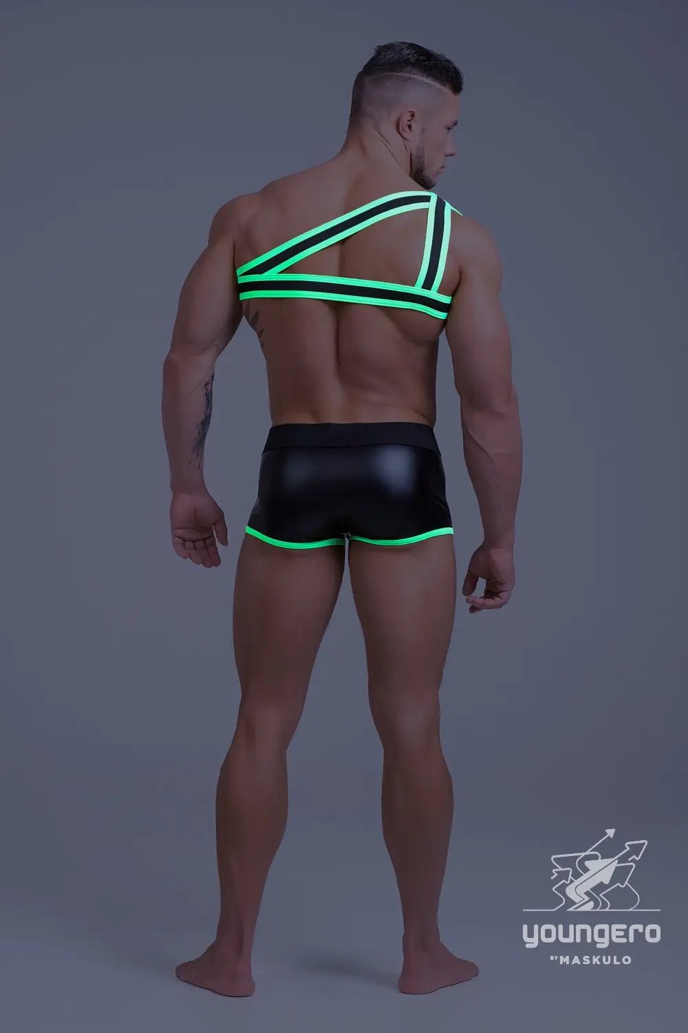 Youngero. Asymmetrical One Shoulder Elastic Harness. Green Neon - Maskulo - MHR147-Y1 - Maskulo EU Global Online Store