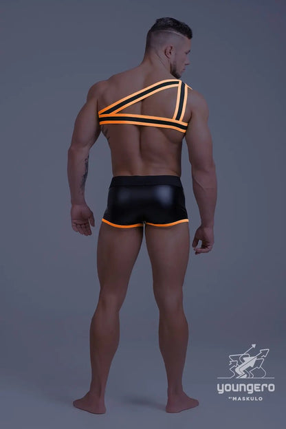 Youngero. Asymmetrical One Shoulder Rubber Harness. Orange Neon - Maskulo - MHR146-Y1 - Maskulo EU Global Online Store