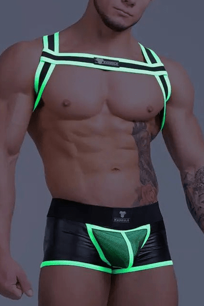 Youngero. Bulldog Elastic Harness. Green Neon - Maskulo - MHR144-Y1 - Maskulo EU Global Online Store