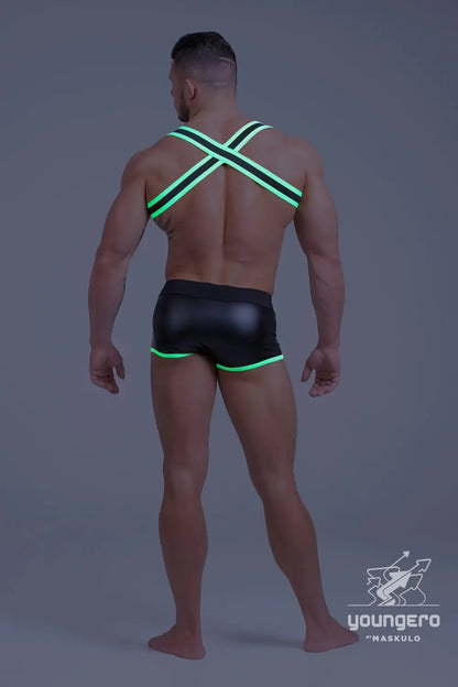 Youngero. Bulldog Elastic Harness. Green Neon - Maskulo - MHR144-Y1 - Maskulo EU Global Online Store