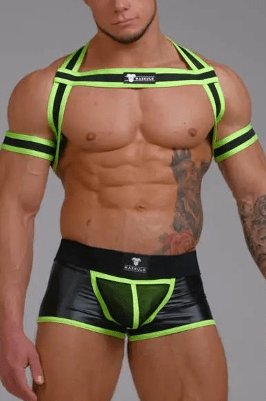 Youngero. Elastic Harness with Biceps Bands. Green Neon - Maskulo - MHR150-Y1 - Maskulo EU Global Online Store