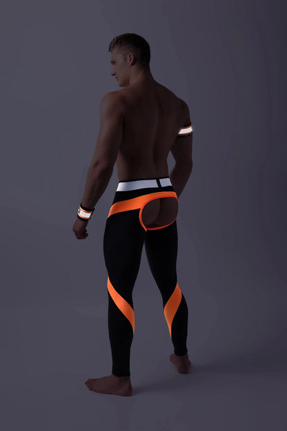Youngero. Leggings with codpiece. Open Rear. Orange Neon - Maskulo - MLG142-Y1 - Maskulo EU Global Online Store