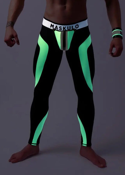Youngero. Leggings, zippered rear. Codpiece. Green Neon - Maskulo - MLG159-Y1 - Maskulo EU Global Online Store